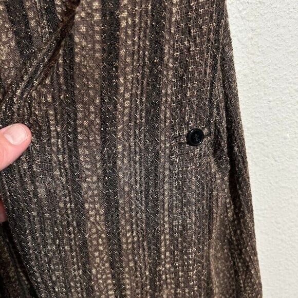 The Nu Vintage Button Up Tunic Shirt M Brown Textured Long Sleeve Stripe Boho - Picture 9 of 9